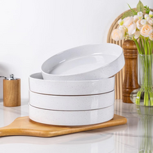 Load image into Gallery viewer, AmorArc 9.0" Large Ceramic Pasta Bowls, 32oz Handmade Speckled Stoneware Pasta Bowls Set of 4, Microwave & Dishwasher Safe Bowls With Terracotta Underside for Fruit Pasta Salad-White