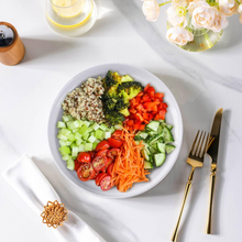 Load image into Gallery viewer, AmorArc 9.0" Large Ceramic Pasta Bowls, 32oz Handmade Speckled Stoneware Pasta Bowls Set of 4, Microwave & Dishwasher Safe Bowls With Terracotta Underside for Fruit Pasta Salad-White