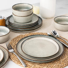 Load image into Gallery viewer, AmorArc Ceramic Dinnerware Sets for 8, 24 Pieces Stoneware Plates and Bowls Sets, Reactive Glaze Dishes -Scratch Resistant, Dishwasher&Microwave Safe, Green Wheat (Service for 8)