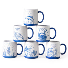 Load image into Gallery viewer, Ceramic Coffee Mugs with Sea Life Textured Patterns 18OZ Set of 6 - ACM005