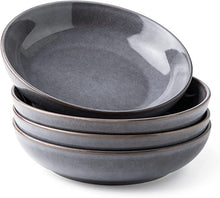 Load image into Gallery viewer, Round Stoneware Reactive Glaze Plates and Bowls Set for 4 (12PCs)