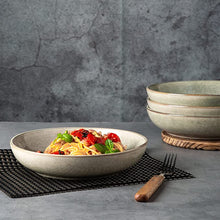Load image into Gallery viewer, Round Stoneware Reactive Glaze Plates and Bowls Set for 4 (12PCs)