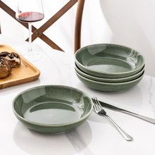 Load image into Gallery viewer, AmorArc 8.5'' Large Ceramic Pasta Bowls Set, 36oz Stoneware Bowls Set of 6 for Kitchen, Reavtive Glaze Bowls-Microwave,Dishwasher Safe-for Pasta,Salad,Oatmeal-Jade Green
