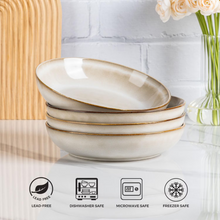 Load image into Gallery viewer, AmorArc 8.5'' Large Pasta Bowls, 36oz Ceramic Salad Serving Bowls Set of 4 for Kitchen, Wide Stoneware Bowls for Pasta,Salad,Fruit,Bread, Microwave Safe, Cappuccino
