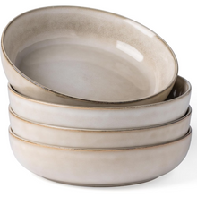 Load image into Gallery viewer, AmorArc 8.75'' Large Ceramic Pasta Bowls, 38oz Stoneware Pasta Serving Bowls Set of 4 for Kitchen, Wide Bowls for Fruit,Pasta,Salad,Oatmeal,Meal, Microwave Safe, Reactive Glaze-Cappuccino
