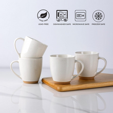 Load image into Gallery viewer, AmorArc 12oz Coffee Mugs, Ceramic Coffee Mugs set of 4 for Man, Woman, Dad, Mom, Modern Coffee Cups with handle for Latte/Cappuccino/Milk/Cocoa. Dishwasher&amp;Microwave Safe, Light Beige
