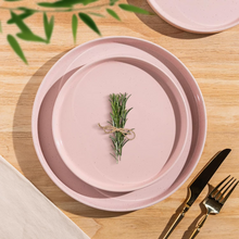 Load image into Gallery viewer, AmorArc Ceramic Dinner Plates Set of 6, 10.25 Inch Stoneware Plates for Kitchen,Modern Flat Dinnerware Dishes Set,Microwave&amp; Dishwasher Safe, Scratch Resistant-Pink
