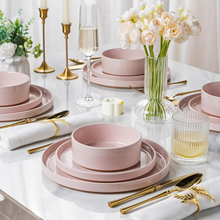 Load image into Gallery viewer, AmorArc Ceramic Dinner Plates Set of 6, 10.25 Inch Stoneware Plates for Kitchen,Modern Flat Dinnerware Dishes Set,Microwave&amp; Dishwasher Safe, Scratch Resistant-Pink
