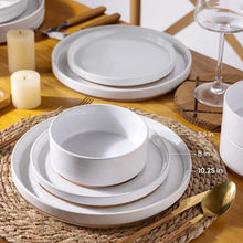 Load image into Gallery viewer, AmorArc Ceramic Dinnerware Set for 4 | Speckled Stoneware Plates and Bowls with unglazed terracotta | Scratch Resistant, Dishwasher &amp; Microwave Safe ,Service for 4 Dishes Set(12pcs),White
