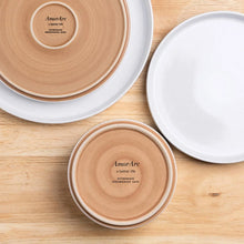Load image into Gallery viewer, AmorArc Ceramic Dinnerware Set for 4 | Speckled Stoneware Plates and Bowls with unglazed terracotta | Scratch Resistant, Dishwasher &amp; Microwave Safe ,Service for 4 Dishes Set(12pcs),White
