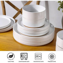 Load image into Gallery viewer, AmorArc Ceramic Dinnerware Set for 4 | Speckled Stoneware Plates and Bowls with unglazed terracotta | Scratch Resistant, Dishwasher &amp; Microwave Safe ,Service for 4 Dishes Set(12pcs),White
