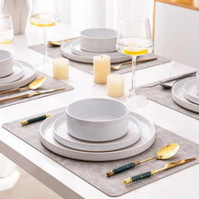 Load image into Gallery viewer, AmorArc Ceramic Dinnerware Set for 4 | Speckled Stoneware Plates and Bowls with unglazed terracotta | Scratch Resistant, Dishwasher &amp; Microwave Safe ,Service for 4 Dishes Set(12pcs),White
