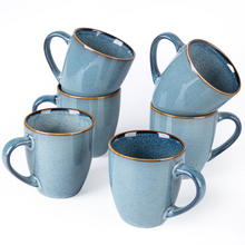 Load image into Gallery viewer, AmorArc Ceramic Coffee Mugs Set of 6, 12oz Stoneware Coffee Mugs Set For Dad Mom Women MEN, Light Weight Coffee Cups for Latte/Tea/Beer/Hot Cocoa, Dishwasher &amp; Microwave Safe,Space Blue
