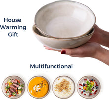 Load image into Gallery viewer, AmorArc Ceramic Cereal Bowls Set of 6, 24 oz Handmade Stoneware Bowls Set for Cereal Soup Salad, Stylish Kitchen bowls for Meal, Dishwasher &amp; Microwave Safe, Reactive Glaze-Cappuccino
