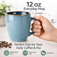 Load image into Gallery viewer, AmorArc Ceramic Coffee Mugs Set of 4, 12oz Stoneware Coffee Mugs Set For Dad Mom Women MEN, Light Weight Coffee Cups for Latte/Tea/Beer/Hot Cocoa, Dishwasher &amp; Microwave Safe,Space Blue
