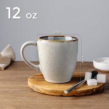 Load image into Gallery viewer, AmorArc Ceramic Coffee Mugs Set of 4, 12oz Stoneware Coffee Mugs Set For Dad Mom Women MEN, Light Weight Coffee Cups for Latte/Tea/Beer/Hot Cocoa, Dishwasher &amp; Microwave Safe,Green Wheat
