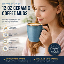 Load image into Gallery viewer, AmorArc Ceramic Coffee Mugs Set of 4, 12oz Stoneware Coffee Mugs Set For Dad Mom Women MEN, Light Weight Coffee Cups for Latte/Tea/Beer/Hot Cocoa, Dishwasher &amp; Microwave Safe,Space Blue
