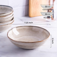 Load image into Gallery viewer, AmorArc Ceramic Cereal Bowls Set of 6, 24 oz Handmade Stoneware Bowls Set for Cereal Soup Salad, Stylish Kitchen bowls for Meal, Dishwasher &amp; Microwave Safe, Reactive Glaze-Cappuccino
