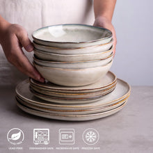 Load image into Gallery viewer, AmorArc Ceramic Cereal Bowls Set of 6, 24 oz Handmade Stoneware Bowls Set for Cereal Soup Salad, Stylish Kitchen bowls for Meal, Dishwasher &amp; Microwave Safe, Reactive Glaze-Cappuccino
