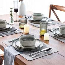 Load image into Gallery viewer, AmorArc Ceramic Dinnerware Sets for 4, 12 Pieces Stoneware Plates and Bowls Sets, Reactive Glaze Dishes -Scratch Resistant, Dishwasher&amp;Microwave Safe, Green Wheat (Service for 4)
