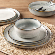 Load image into Gallery viewer, AmorArc Ceramic Dinnerware Sets for 4, 12 Pieces Stoneware Plates and Bowls Sets, Reactive Glaze Dishes -Scratch Resistant, Dishwasher&amp;Microwave Safe, Green Wheat (Service for 4)
