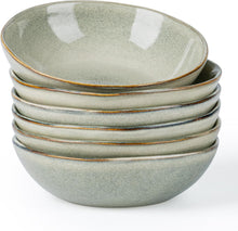 Load image into Gallery viewer, AmorArc Ceramic Cereal Bowls Set of 6, 24 oz Handmade Stoneware Bowls Set for Cereal Soup Salad, Stylish Kitchen bowls for Meal, Dishwasher &amp; Microwave Safe, Reactive Glaze-Reactive Color
