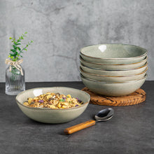 Load image into Gallery viewer, AmorArc Ceramic Cereal Bowls Set of 6, 24 oz Handmade Stoneware Bowls Set for Cereal Soup Salad, Stylish Kitchen bowls for Meal, Dishwasher &amp; Microwave Safe, Reactive Glaze-Reactive Color
