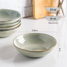 Load image into Gallery viewer, AmorArc Ceramic Cereal Bowls Set of 6, 24 oz Handmade Stoneware Bowls Set for Cereal Soup Salad, Stylish Kitchen bowls for Meal, Dishwasher &amp; Microwave Safe, Reactive Glaze-Reactive Color
