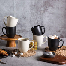 Load image into Gallery viewer, AmorArc 16oz Coffee Mugs Set of 6, Large Ceramic Coffee Mugs for Men Women Dad Mom, Modern Coffee Mugs with Handle for Tea/Latte/Cappuccino/Cocoa. Dishwasher&amp;Microwave Safe, Matte Black
