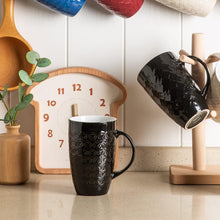 Load image into Gallery viewer, AmorArc Extra Large Coffee Mugs Set of 6, 20oz Ceramic Tall Coffee Mugs Set with Textured Geometric Patterns for Latte/Tea/Beer/Hot Cocoa, Dishwasher &amp; Microwave Safe, Black
