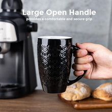 Load image into Gallery viewer, AmorArc Extra Large Coffee Mugs Set of 6, 20oz Ceramic Tall Coffee Mugs Set with Textured Geometric Patterns for Latte/Tea/Beer/Hot Cocoa, Dishwasher &amp; Microwave Safe, Black
