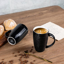 Load image into Gallery viewer, AmorArc Extra Large Coffee Mugs Set of 6, 20oz Ceramic Tall Coffee Mugs Set with Textured Geometric Patterns for Latte/Tea/Beer/Hot Cocoa, Dishwasher &amp; Microwave Safe, Black
