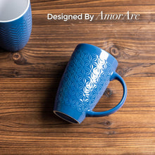 Load image into Gallery viewer, AmorArc Extra Large Coffee Mugs Set of 6, 20oz Ceramic Tall Coffee Mugs Set with Textured Geometric Patterns for Latte/Tea/Beer/Hot Cocoa, Dishwasher &amp; Microwave Safe, Blue
