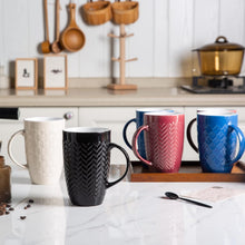 Load image into Gallery viewer, AmorArc Extra Large Coffee Mugs Set of 6, 20oz Ceramic Tall Coffee Mugs Set with Textured Geometric Patterns for Latte/Tea/Beer/Hot Cocoa, Dishwasher &amp; Microwave Safe, Blue
