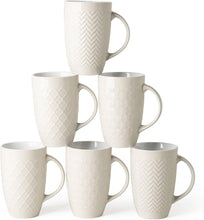 Load image into Gallery viewer, AmorArc Extra Large Coffee Mugs Set of 6, 20oz Ceramic Tall Coffee Mugs Set with Textured Geometric Patterns for Coffee/Tea/Beer/Hot Cocoa, Dishwasher &amp; Microwave Safe,Beige

