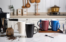 Load image into Gallery viewer, AmorArc Extra Large Coffee Mugs Set of 6, 20oz Ceramic Tall Coffee Mugs Set with Textured Geometric Patterns for Coffee/Tea/Beer/Hot Cocoa, Dishwasher &amp; Microwave Safe,Beige
