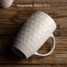 Load image into Gallery viewer, AmorArc Extra Large Coffee Mugs Set of 6, 20oz Ceramic Tall Coffee Mugs Set with Textured Geometric Patterns for Coffee/Tea/Beer/Hot Cocoa, Dishwasher &amp; Microwave Safe,Beige
