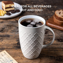 Load image into Gallery viewer, AmorArc Extra Large Coffee Mugs Set of 6, 20oz Ceramic Tall Coffee Mugs Set with Textured Geometric Patterns for Coffee/Tea/Beer/Hot Cocoa, Dishwasher &amp; Microwave Safe,Beige
