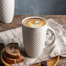 Load image into Gallery viewer, AmorArc Large Coffee Mugs Set of 6, 20oz Ceramic Tall Coffee Mugs Set with Textured Geometric Patterns for Coffee/Tea/Beer/Hot Cocoa, Dishwasher &amp; Microwave Safe, Beige&amp;Burgundy
