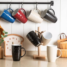 Load image into Gallery viewer, AmorArc Large Coffee Mugs Set of 6, 20oz Ceramic Tall Coffee Mugs Set with Textured Geometric Patterns for Coffee/Tea/Beer/Hot Cocoa, Dishwasher &amp; Microwave Safe, Black&amp;Beige
