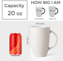 Load image into Gallery viewer, AmorArc Large Coffee Mugs Set of 6, 20oz Ceramic Tall Coffee Mugs Set with Textured Geometric Patterns for Coffee/Tea/Beer/Hot Cocoa, Dishwasher &amp; Microwave Safe, Black&amp;Beige
