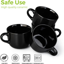 Load image into Gallery viewer, AmorArc 24 oz Soup Mugs with Handles, Jumbo Ceramic Bowls Mugs Set with handles for Coffee Cereal Cappuccino Snacks, Microwave&amp;Dishwasher safe Soup Cups for Meal-Black
