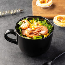 Load image into Gallery viewer, AmorArc 24 oz Soup Mugs with Handles, Jumbo Ceramic Bowls Mugs Set with handles for Coffee Cereal Cappuccino Snacks, Microwave&amp;Dishwasher safe Soup Cups for Meal-Black
