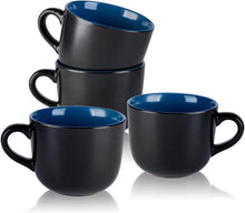Load image into Gallery viewer, AmorArc 24 oz Soup Mugs with Handles, Jumbo Ceramic Bowls Mugs Set with handles for Coffee Cereal Cappuccino Snacks, Microwave&amp;Dishwasher safe Soup Cups for Meal-Blue

