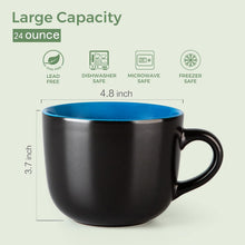 Load image into Gallery viewer, AmorArc 24 oz Soup Mugs with Handles, Jumbo Ceramic Bowls Mugs Set with handles for Coffee Cereal Cappuccino Snacks, Microwave&amp;Dishwasher safe Soup Cups for Meal-Blue
