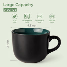 Load image into Gallery viewer, AmorArc 24 oz Soup Mugs with Handles, Jumbo Ceramic Bowls Mugs Set with handles for Coffee Cereal Cappuccino Snacks, Microwave&amp;Dishwasher safe Soup Cups for Meal-Green
