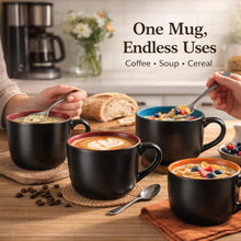 Load image into Gallery viewer, AmorArc 24 oz Soup Mugs with Handles, Jumbo Ceramic Bowls Mugs Set with handles for Coffee Cereal Cappuccino Snacks, Microwave&amp;Dishwasher safe Soup Cups for Meal-Multicolor
