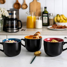 Load image into Gallery viewer, AmorArc 24 oz Soup Mugs with Handles, Jumbo Ceramic Bowls Mugs Set with handles for Coffee Cereal Cappuccino Snacks, Microwave&amp;Dishwasher safe Soup Cups for Meal-Multicolor
