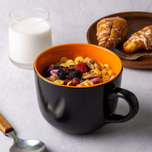 Load image into Gallery viewer, AmorArc 24 oz Soup Mugs with Handles, Jumbo Ceramic Bowls Mugs Set with handles for Coffee Cereal Cappuccino Snacks, Microwave&amp;Dishwasher safe Soup Cups for Meal-Orange
