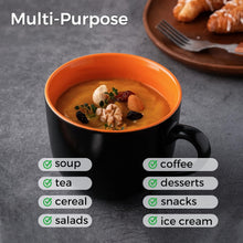 Load image into Gallery viewer, AmorArc 24 oz Soup Mugs with Handles, Jumbo Ceramic Bowls Mugs Set with handles for Coffee Cereal Cappuccino Snacks, Microwave&amp;Dishwasher safe Soup Cups for Meal-Orange
